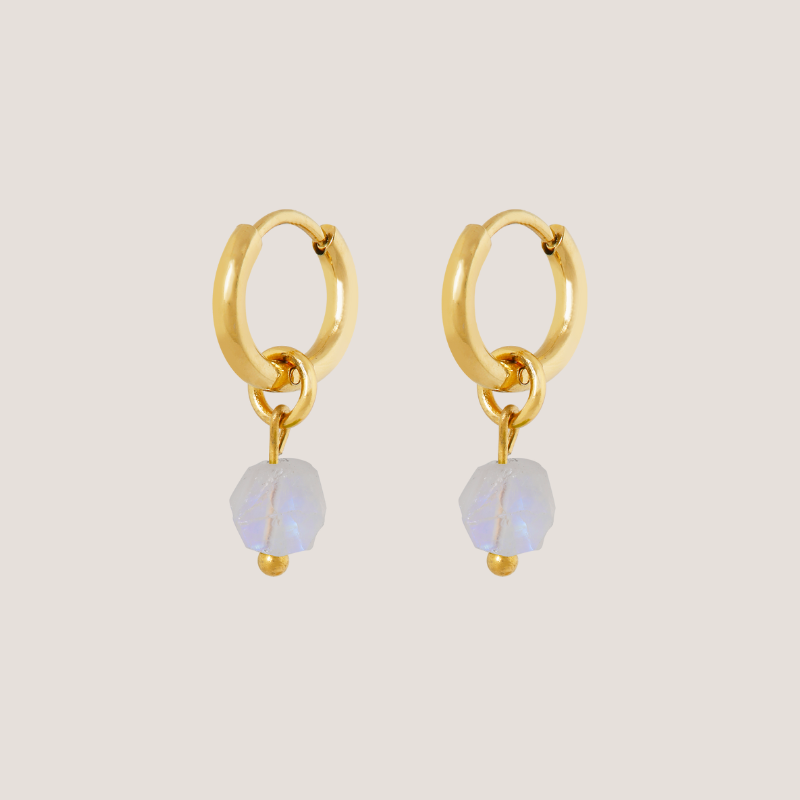 Birthstone oorbellen Juni - Maansteen