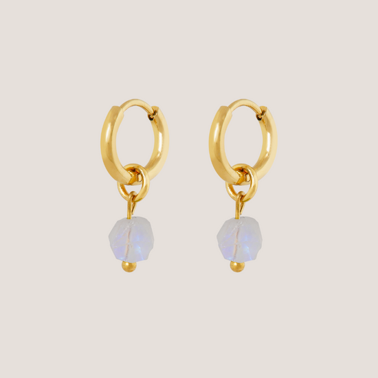 Birthstone oorbellen Juni - Maansteen