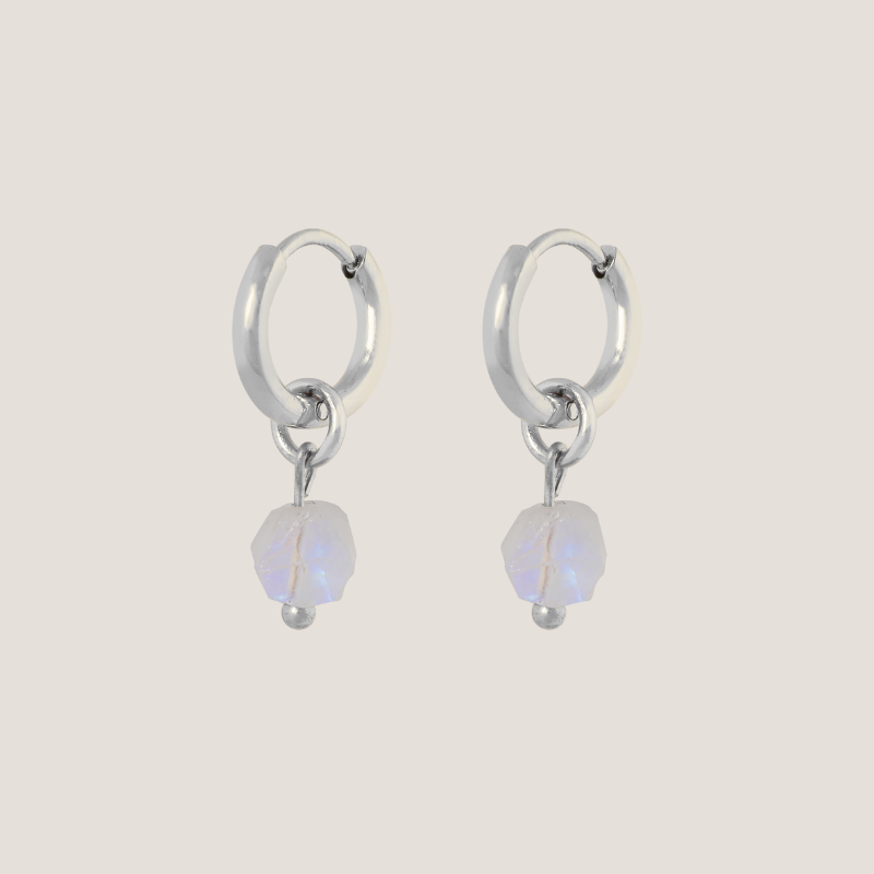 Birthstone oorbellen Juni - Maansteen