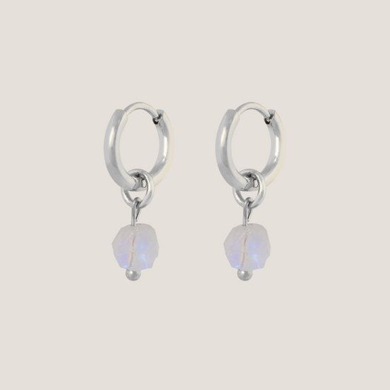 Birthstone oorbellen Juni - Maansteen