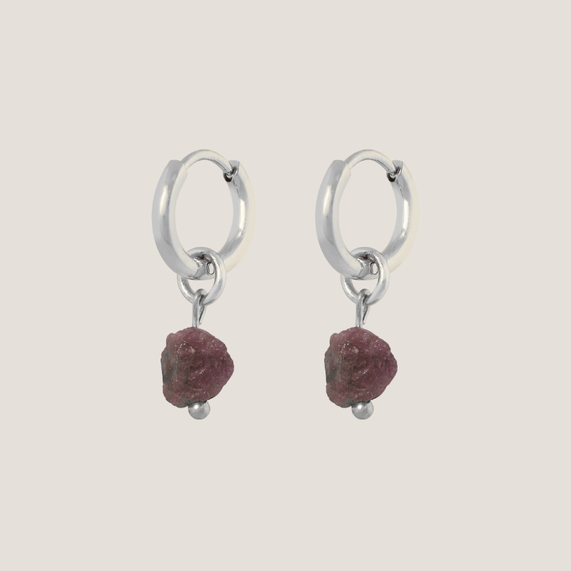 Birthstone oorbellen Juli - Robijn