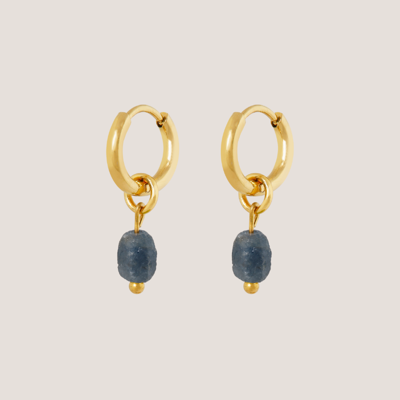 Birthstone oorbellen September - Saffier