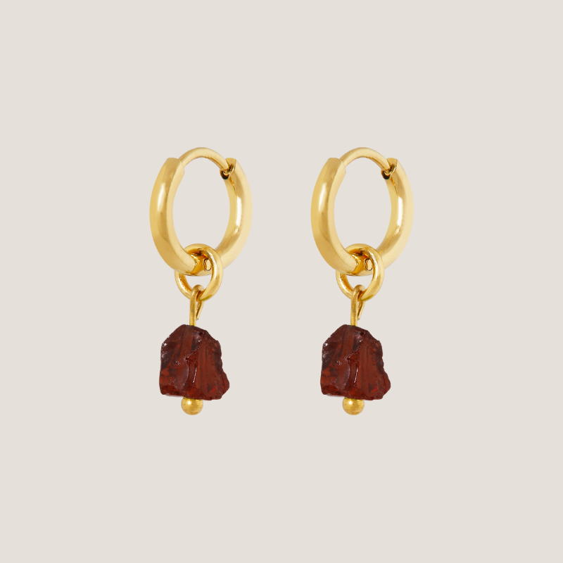 Birthstone oorbellen Januari - Granaat