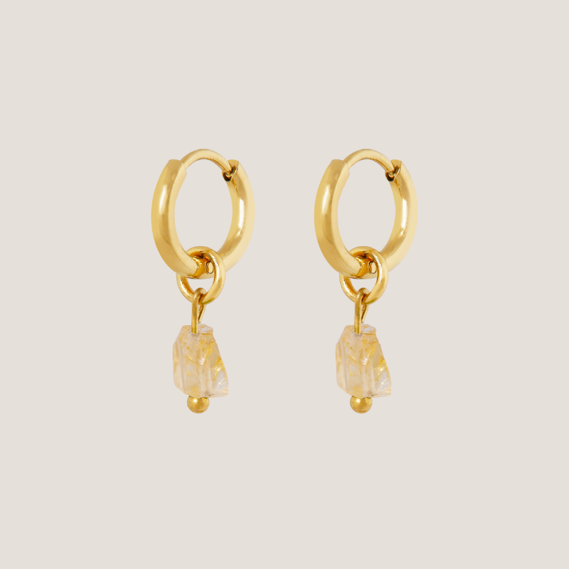 Birthstone oorbellen November - Citrien