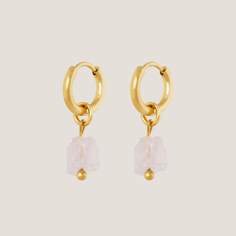 Birthstone oorbellen Oktober - Rozenkwarts