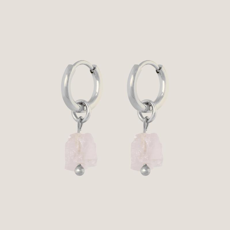 Birthstone oorbellen Oktober - Rozenkwarts
