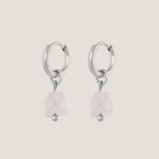 Birthstone oorbellen Oktober - Rozenkwarts