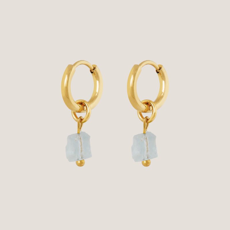 Birthstone oorbellen Maart - Aquamarijn