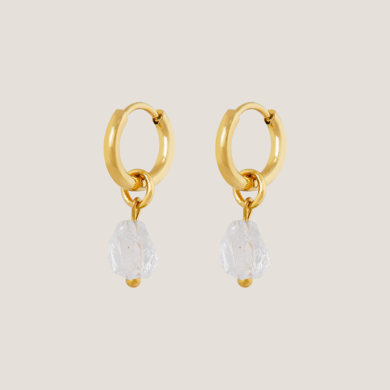 Birthstone oorbellen April - Bergkristal