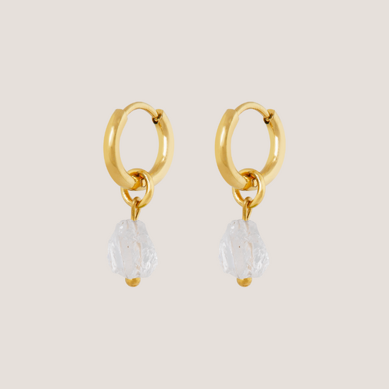 Birthstone oorbellen April - Bergkristal