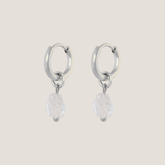Birthstone oorbellen April - Bergkristal
