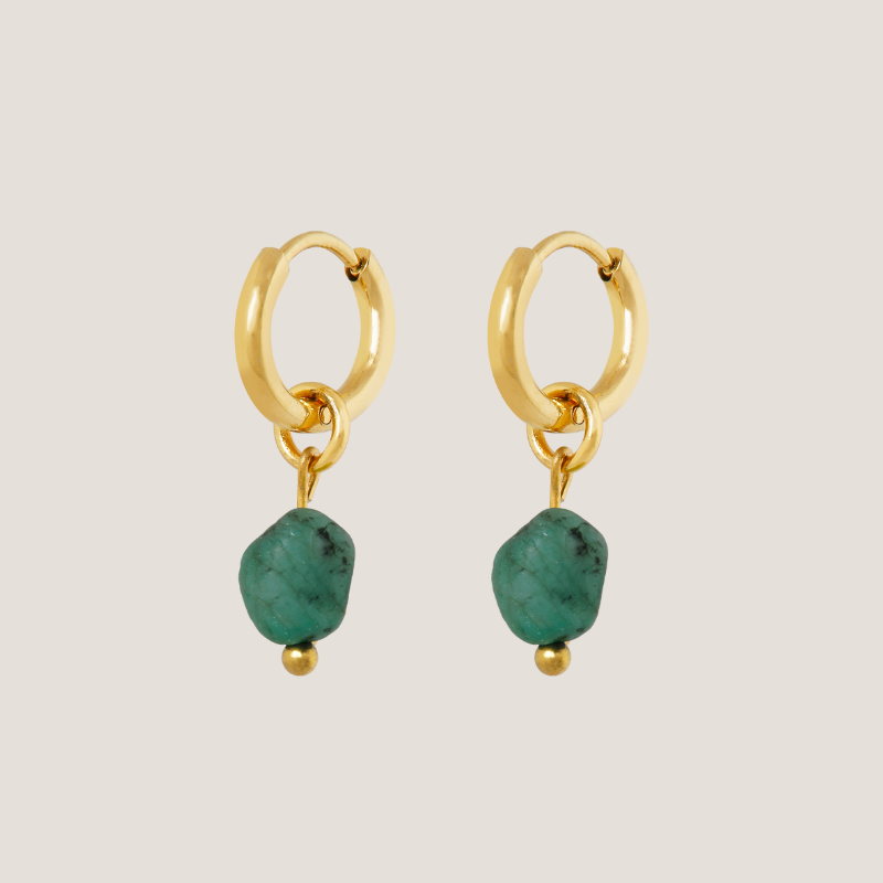 Birthstone oorbellen Mei - Smaragd