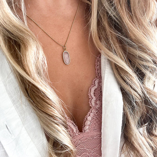 Ketting Rozenkwarts Goud - Love