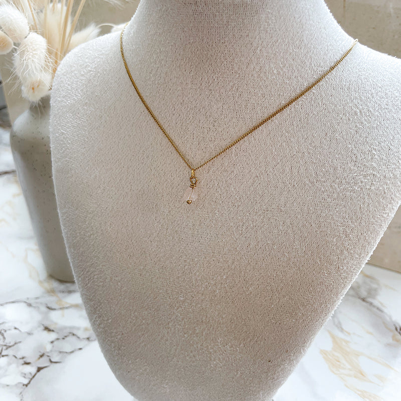 Birthstone ketting Oktober - Rozenkwarts