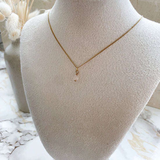 Birthstone ketting Oktober - Rozenkwarts